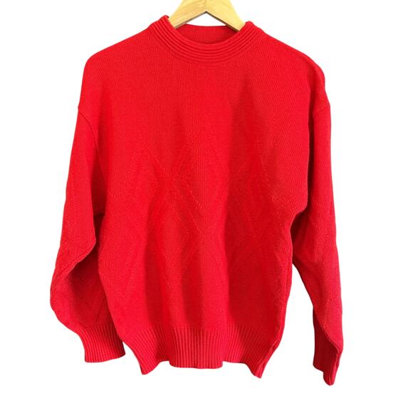 1980s Vintage IVANHOE | Red Crewneck Wool Blend Swedish Sweater | Medium - Picture 1 of 7